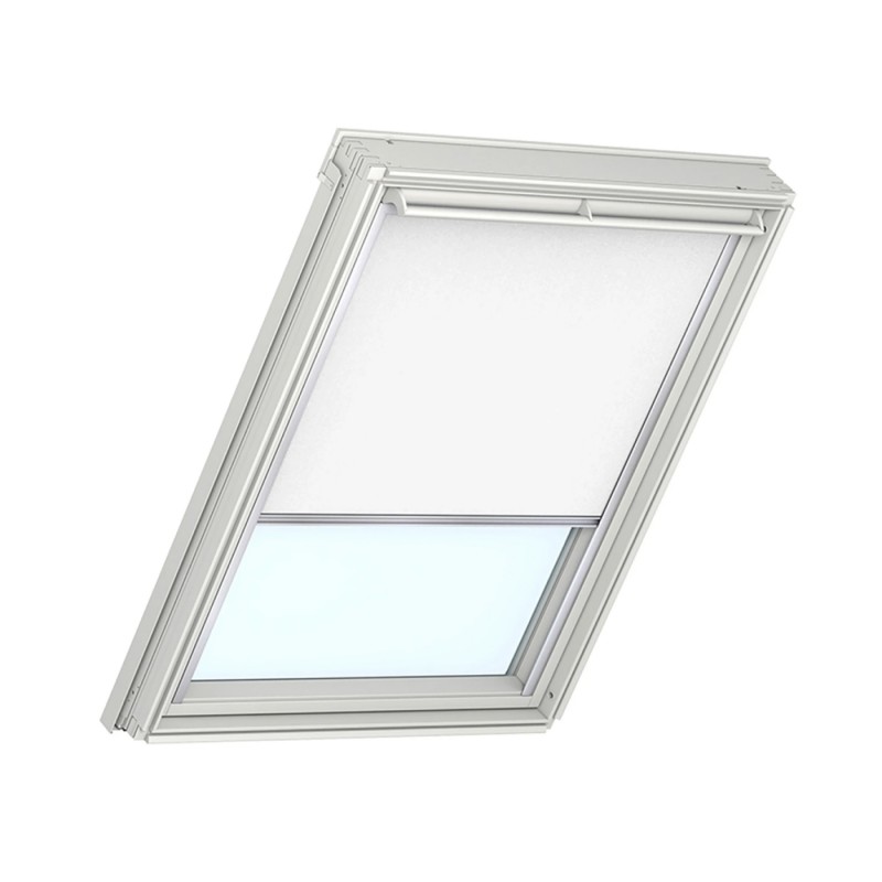 Velux fényzáró roló - kézi működtetésű (DKL), szálcsiszolt alumínium vezetősínekkel