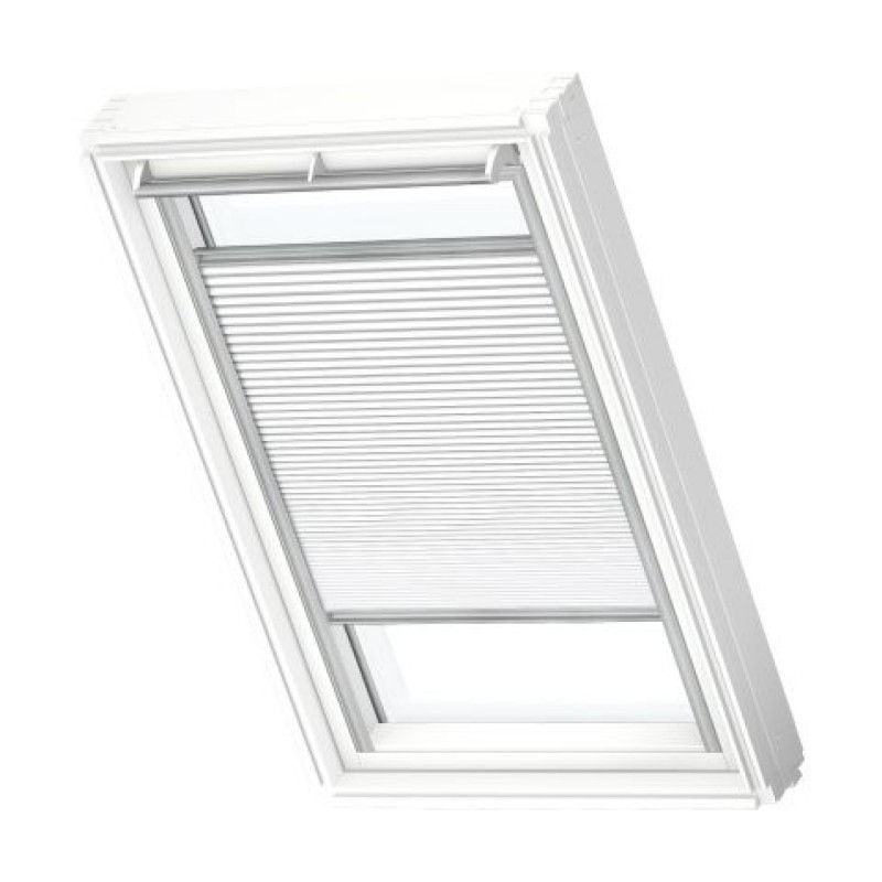 VELUX Fényzáró dupla pliszé - napelemes működtetés (FSC) szálcsiszolt alumínium vezetősínekkel